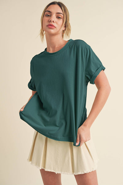 8314DN Mali Baby Tee Short Sleeve Top: Rose / Contemporary / M