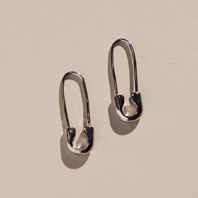 Safety Pin Threader Earrings: Silver
