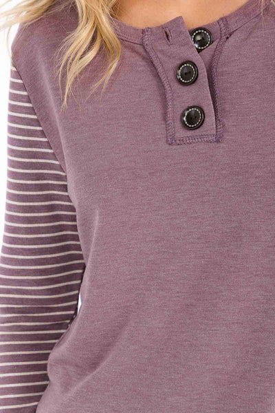 Mulberry Contrast Button Front Top