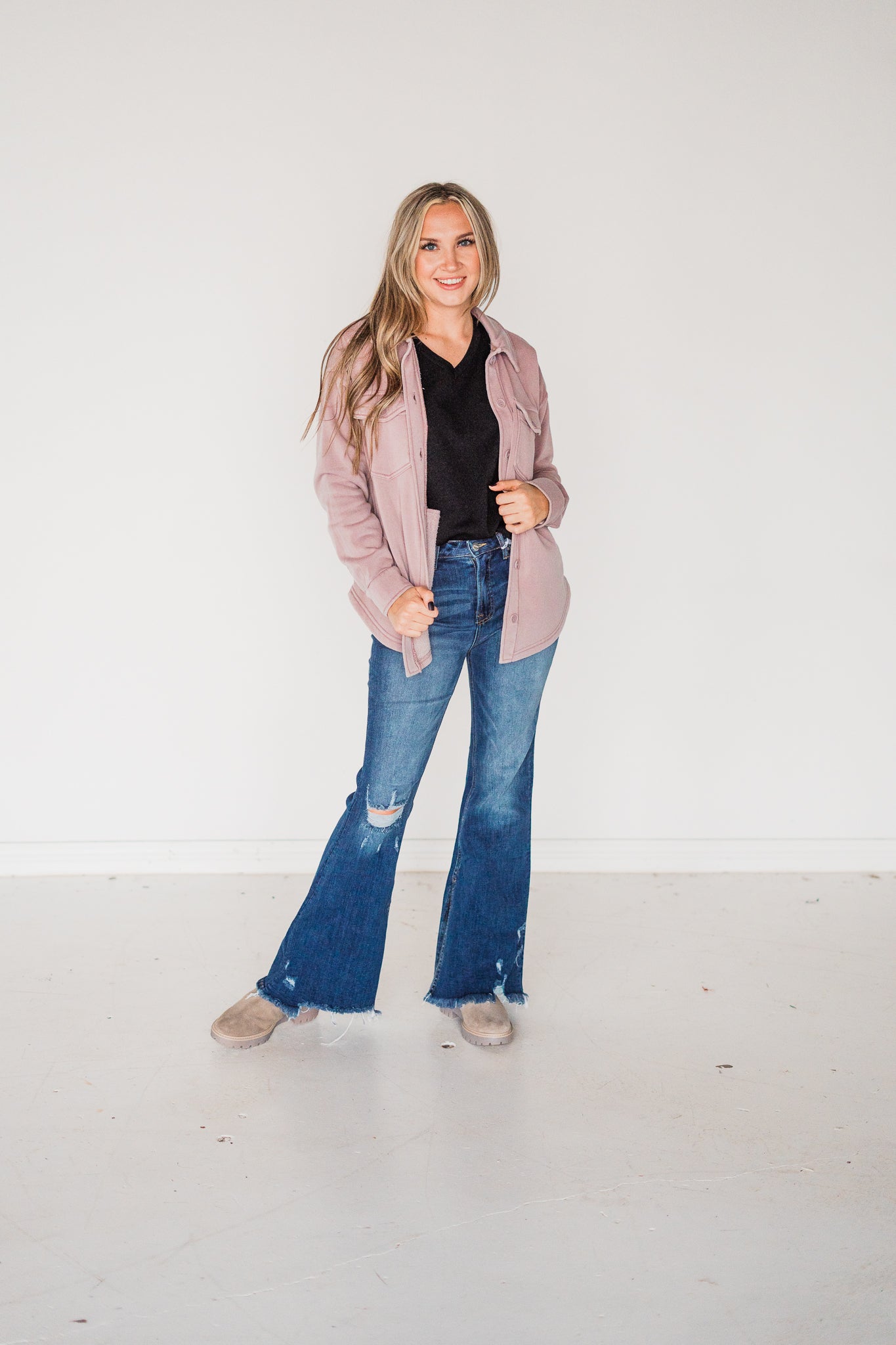 High Rise Slit Flare Jeans