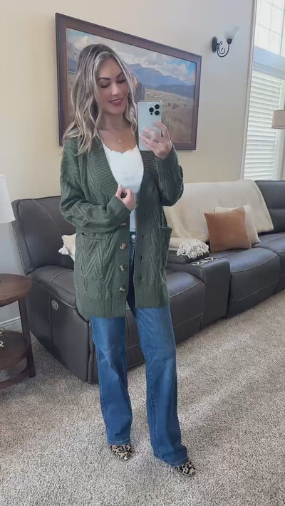 IN STOCK Brooks Button Sweater Cardigan - Olive