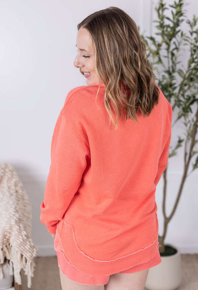 IN STOCK Vintage Wash Pullover - Deep Coral