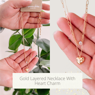 Gold Layered Necklace With Heart Charm