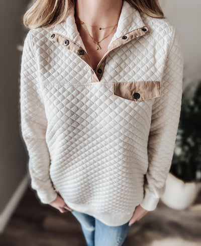Ivory Quilted Pullover