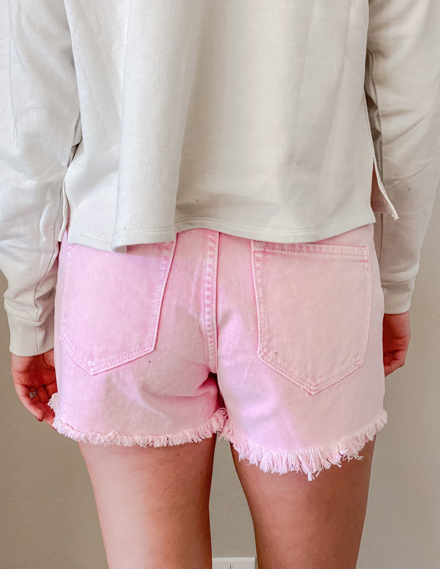Washed Out Pink Denim Shorts