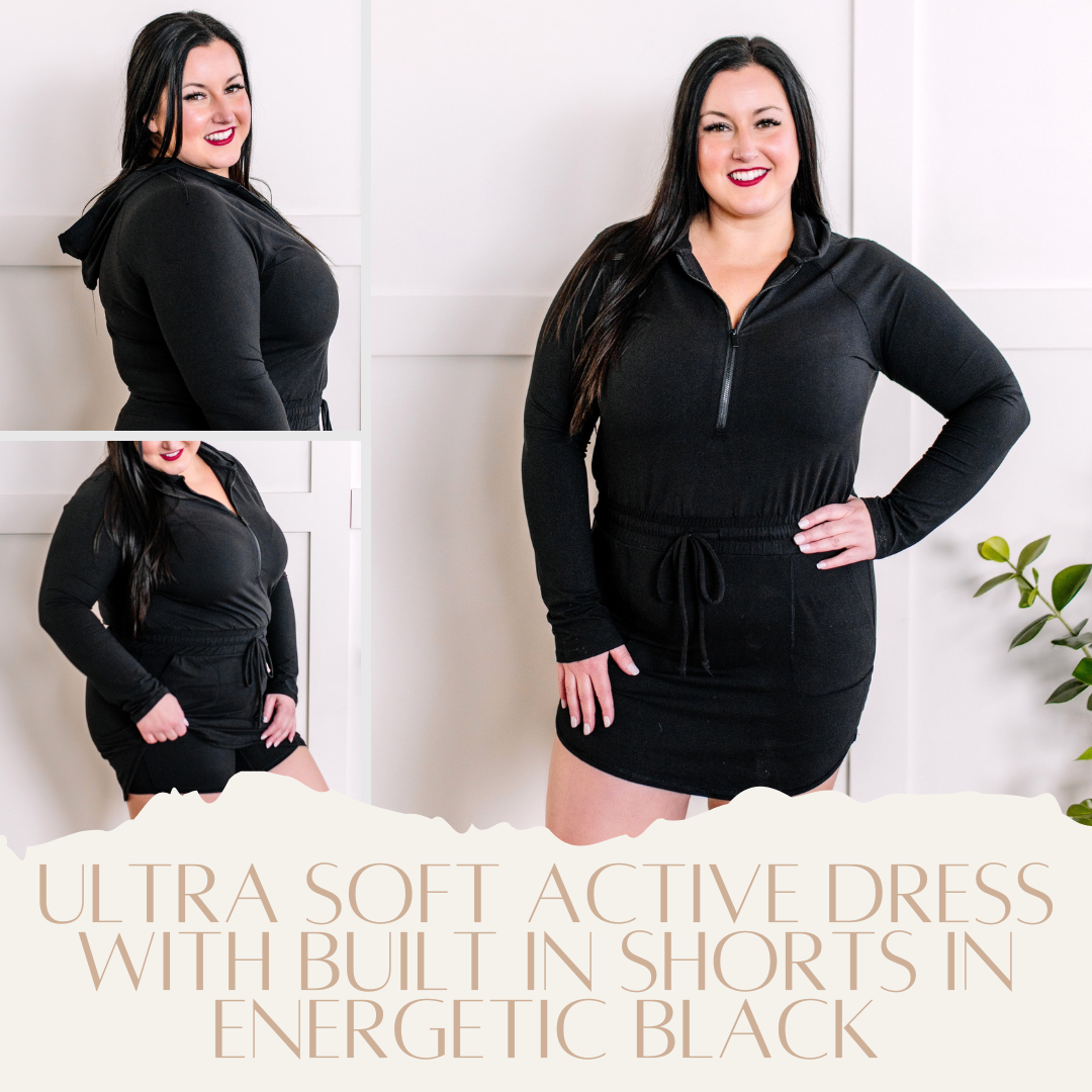 Ultra Soft Active Dress With Built In Shorts In Energetic Black