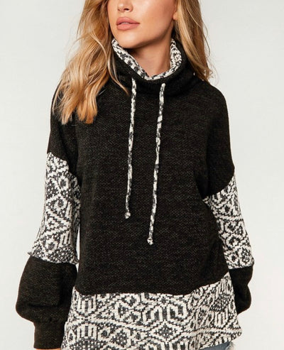Tribal Cowl Neck Pullover