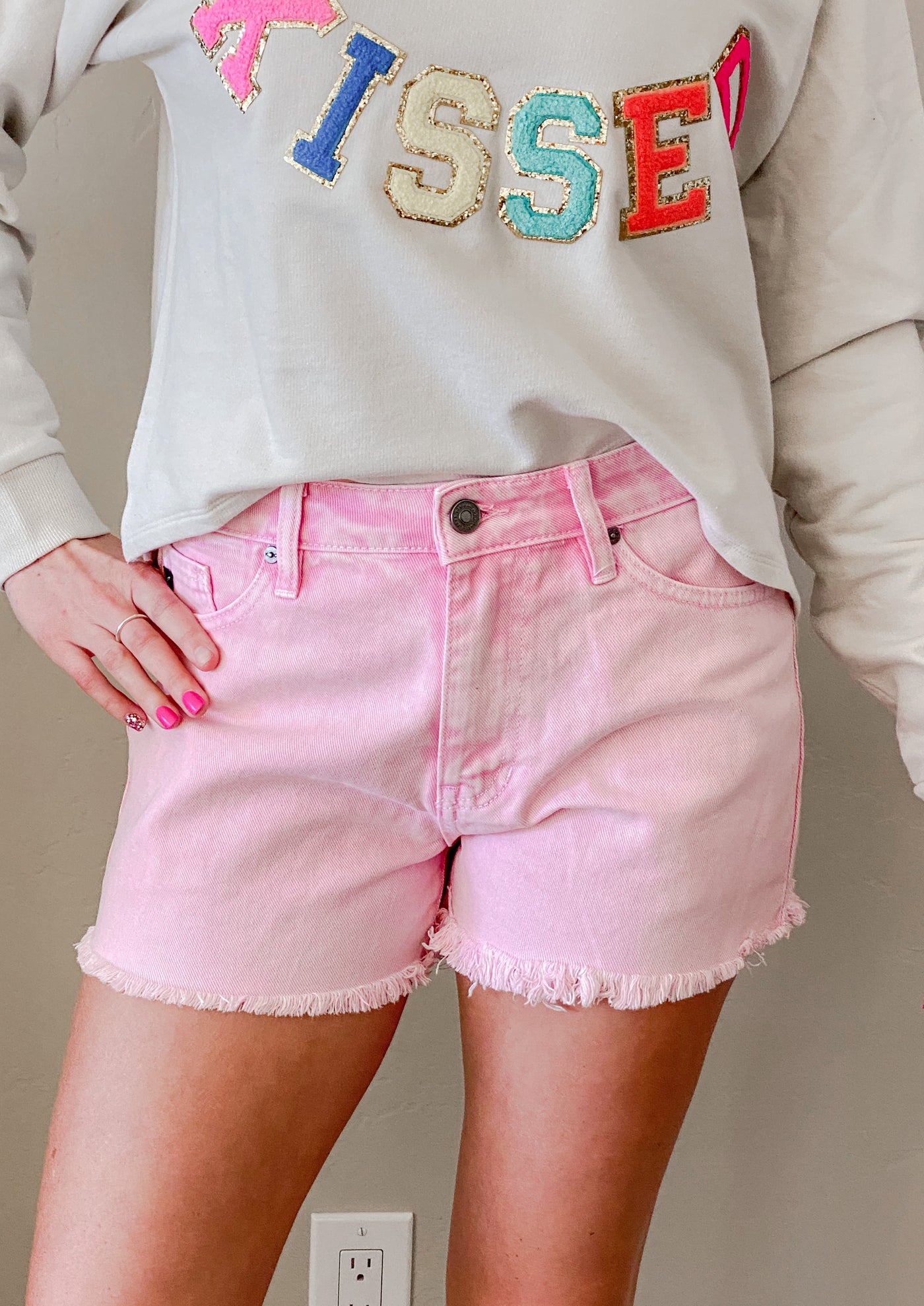 Washed Out Pink Denim Shorts