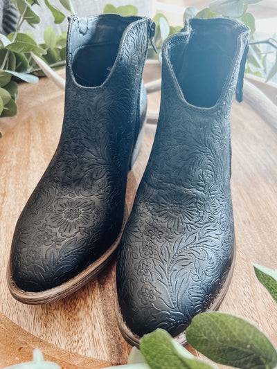 Divine Tooled Bootie-Black