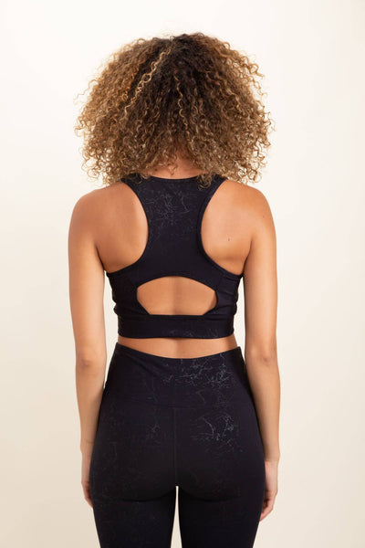 Marble Foil Racer Sports Bra