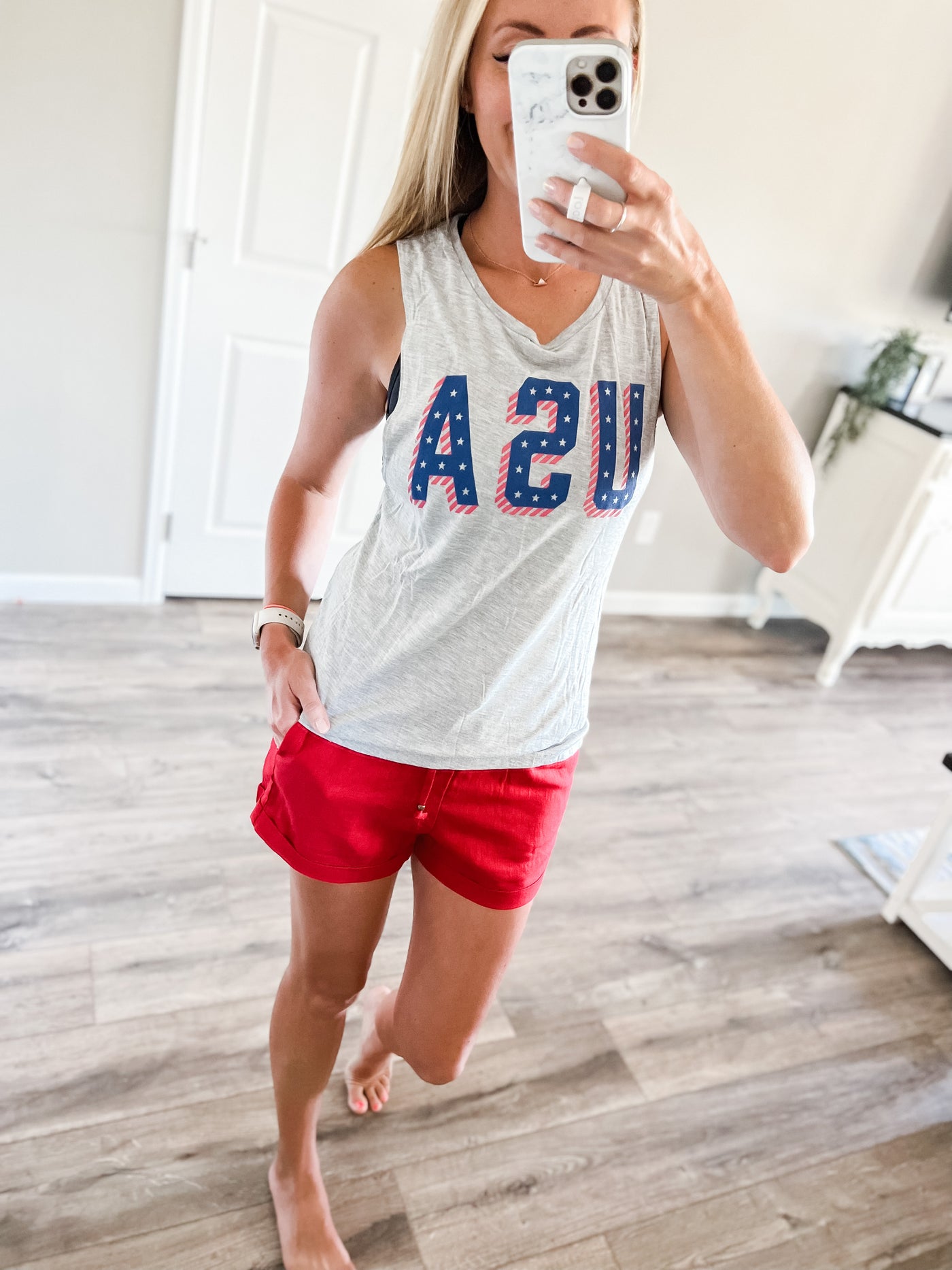 USA Grey Muscle Tank