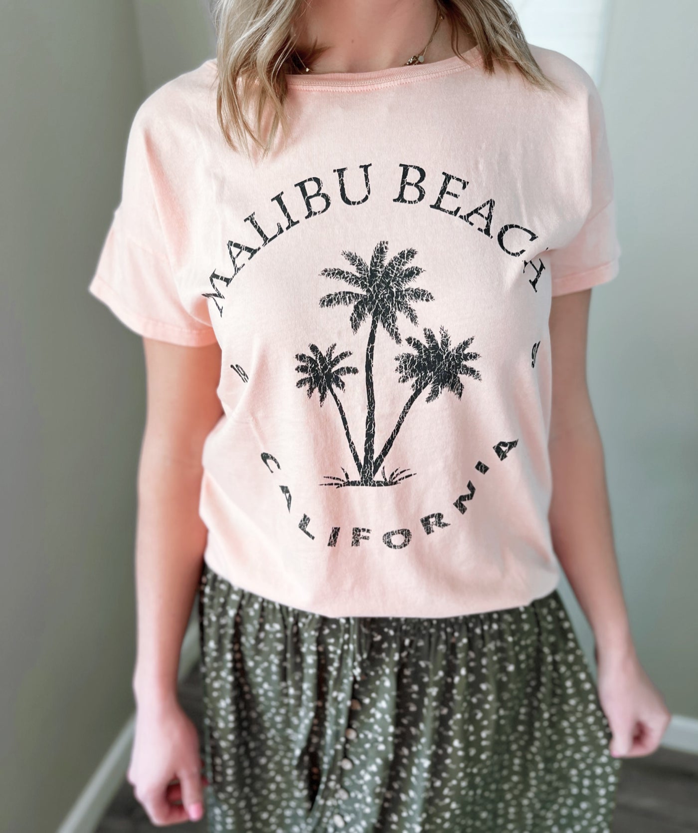 Blush Malibu Beach Graphic T-Shirt