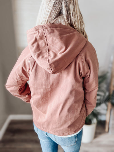 Dark Rose Solid Zip Up Hoodie Jacket