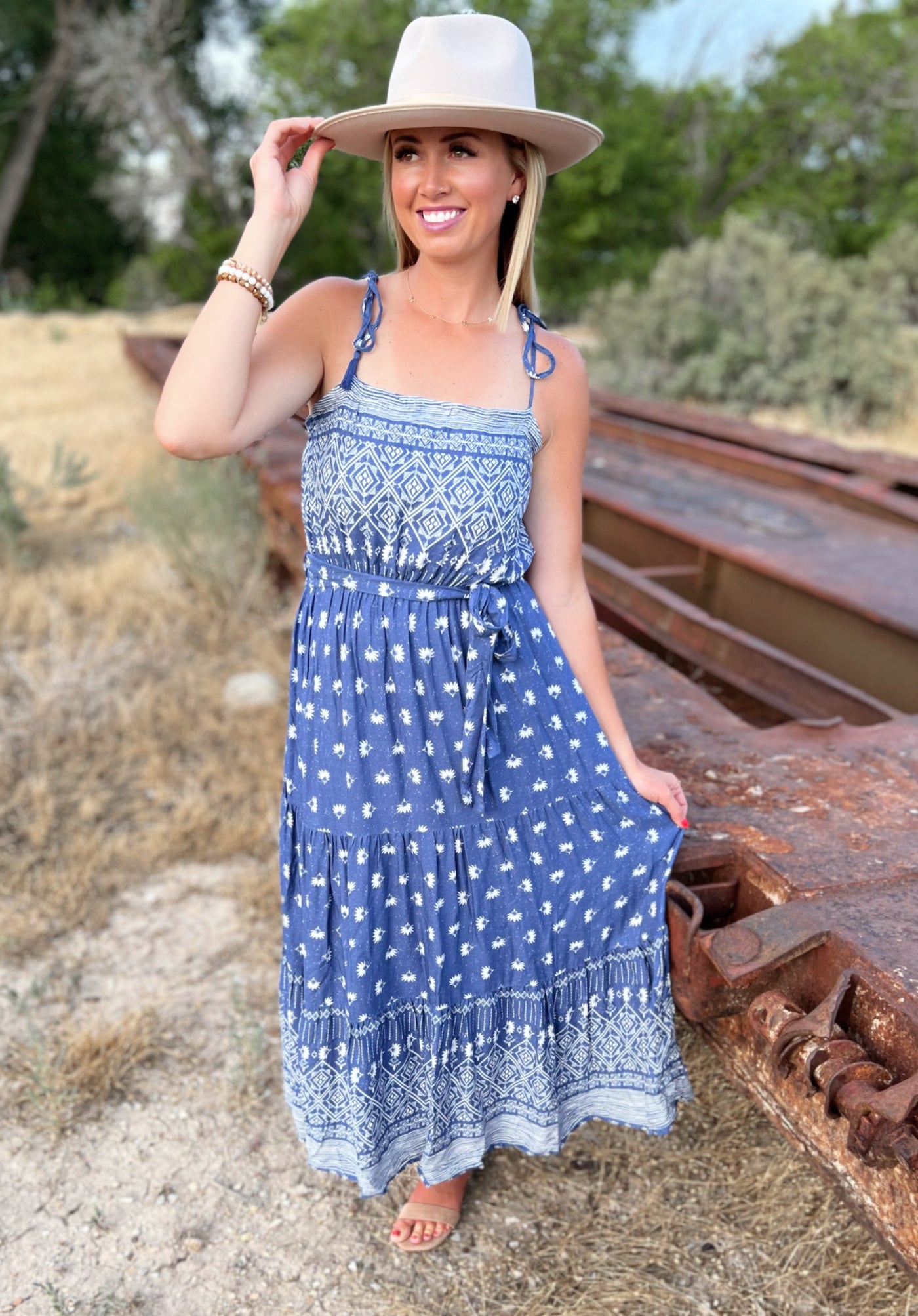 Navy Poppy Maxi Dress