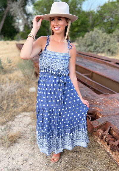 Navy Poppy Maxi Dress