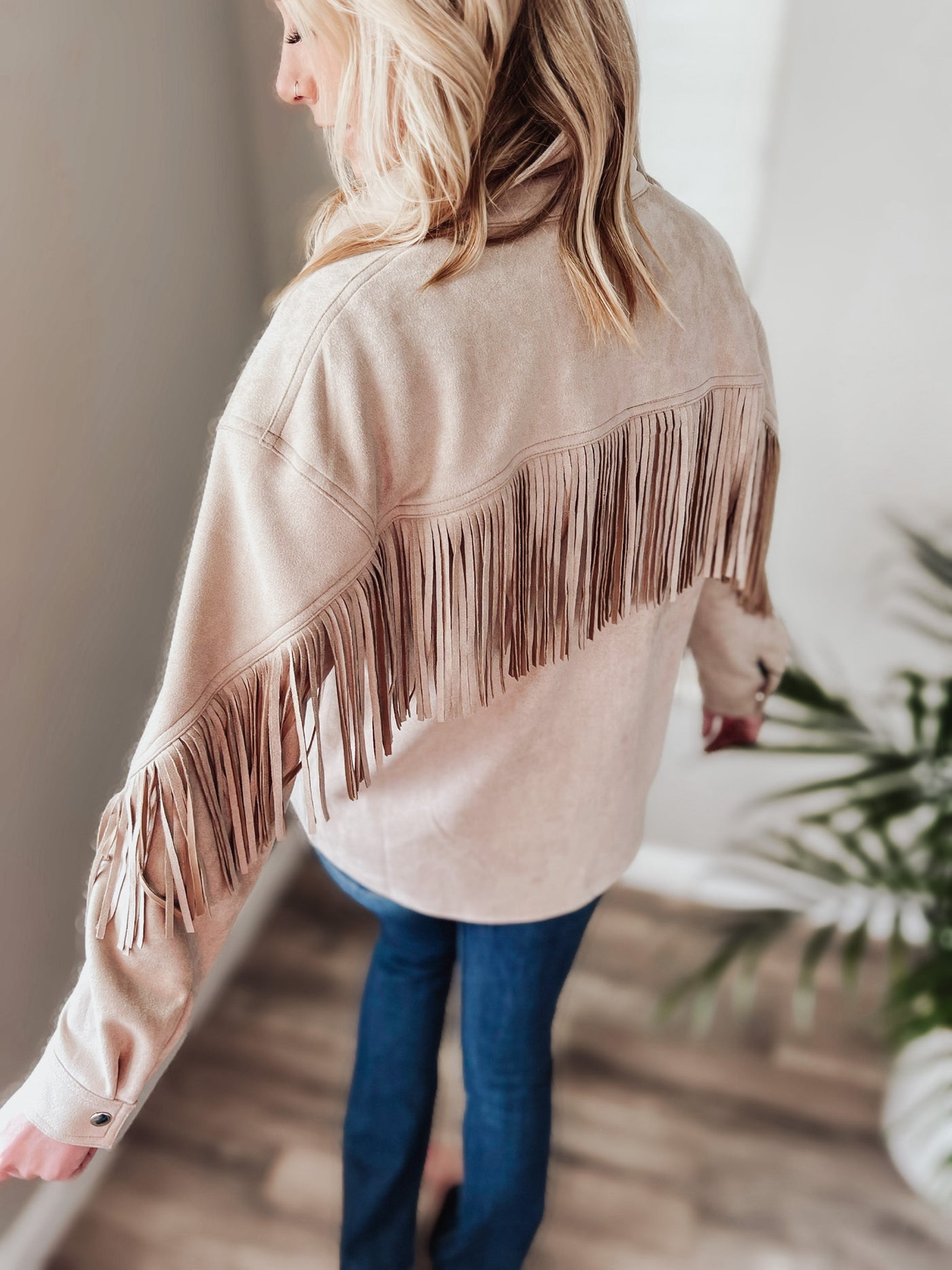 Taupe Suede Fringed Jacket