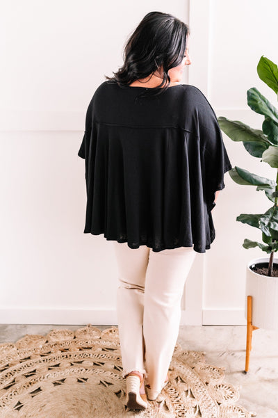 Bold Embroidered Top In Black Dahlia