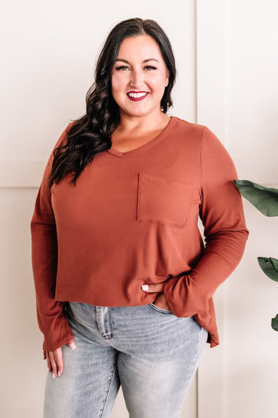 Soft Touch V Neck Top In Amber Glow