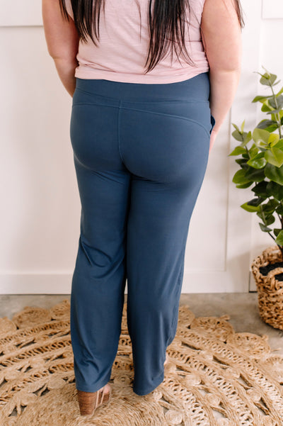 Straight Casual Yoga Pants In Code Blue