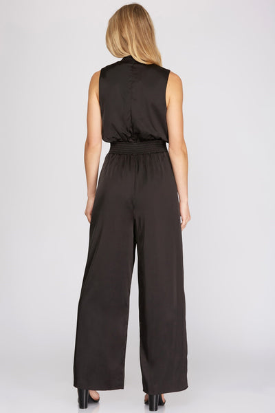 Black Sleeveless Halter Jumpsuit