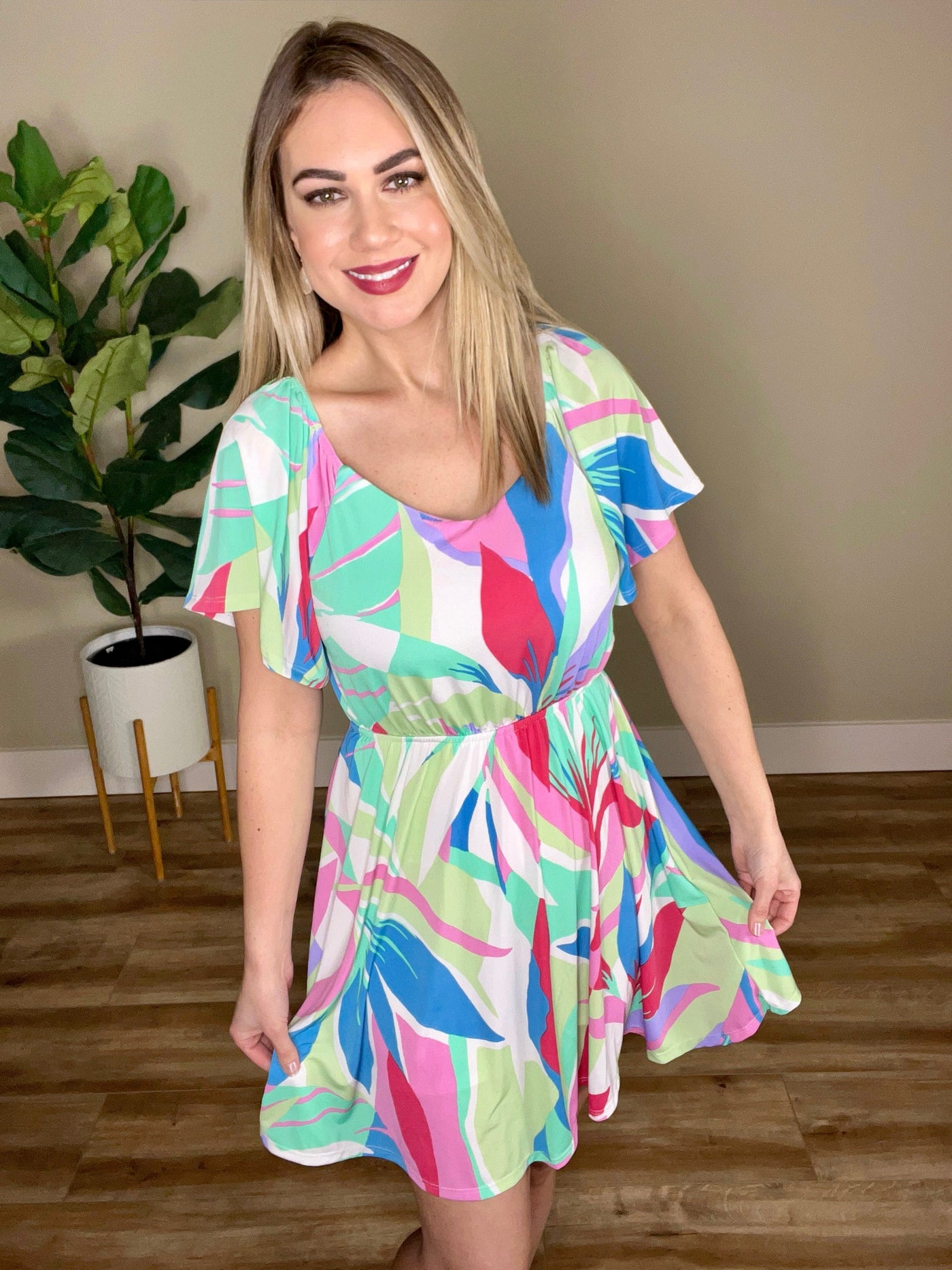 Stretchy Dress With Attached Shorts In Vibrant Colors