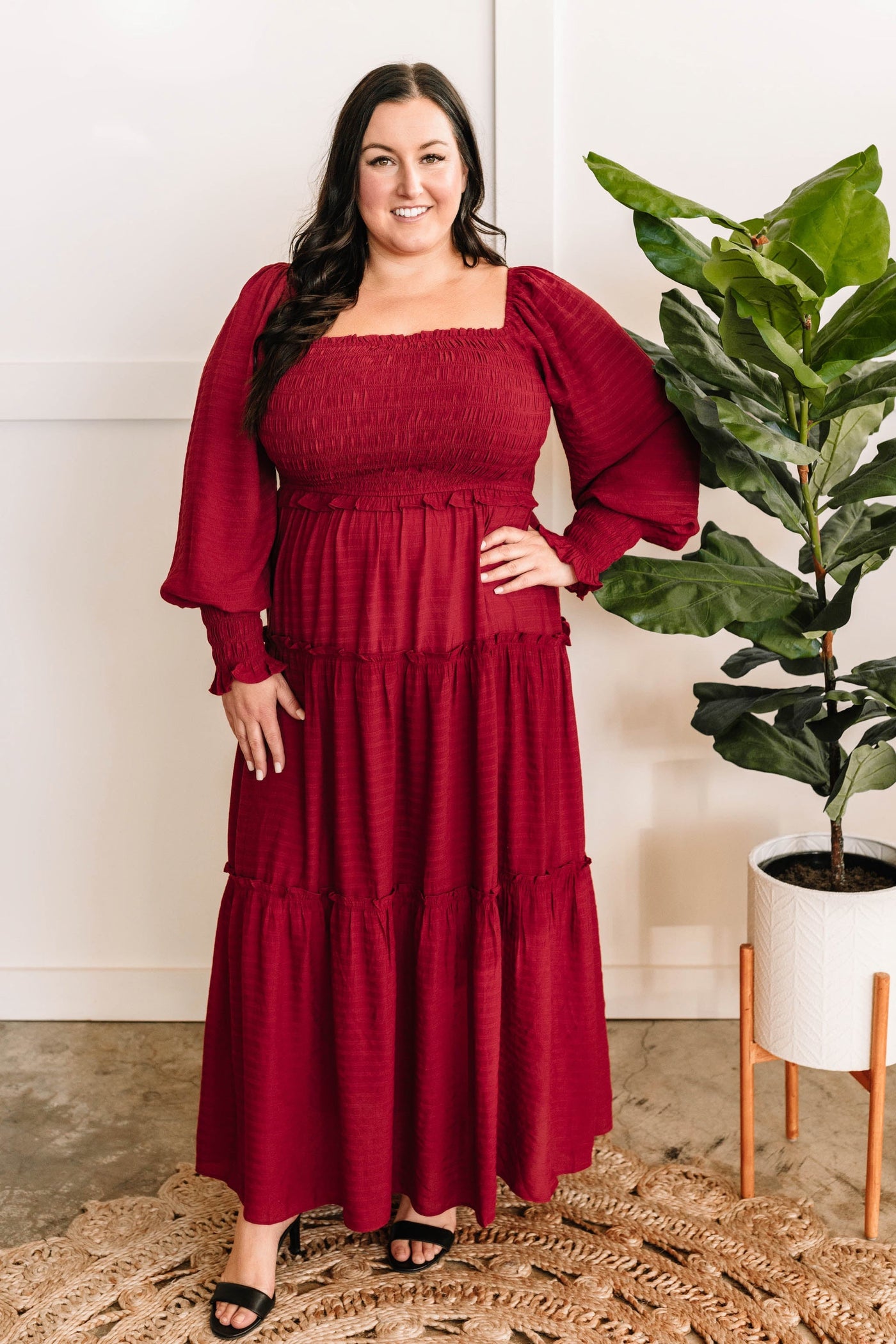 Tiered Maxi Dress With Smocking Detail In Holly