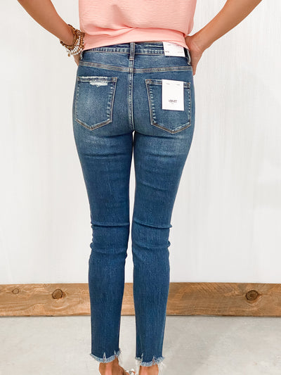 VERVET High Rise Button Up Distressed Skinny