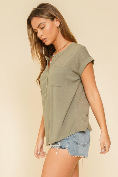 Dusty Olive Short Sleeve Top