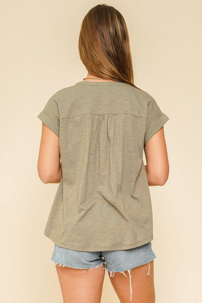Dusty Olive Short Sleeve Top