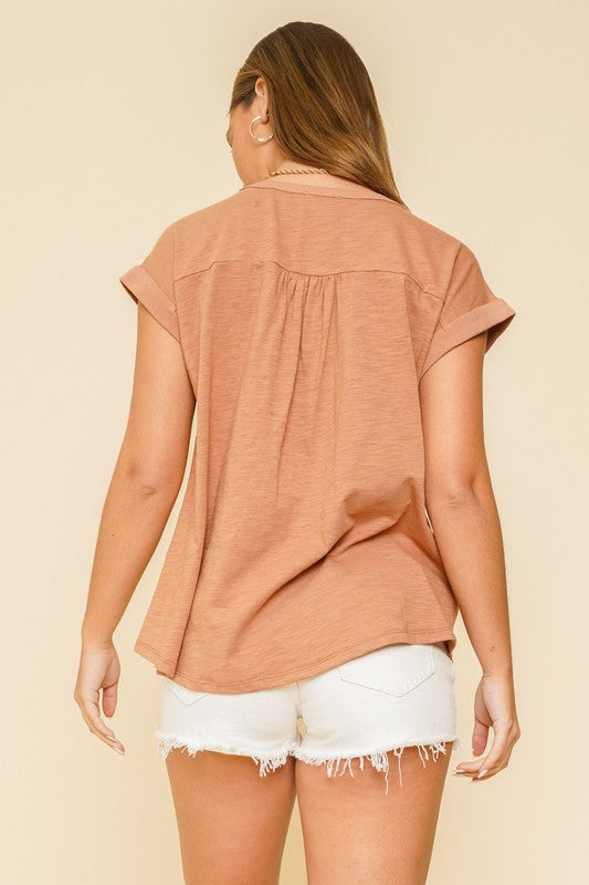 Dusty Orange Short Sleeve Top