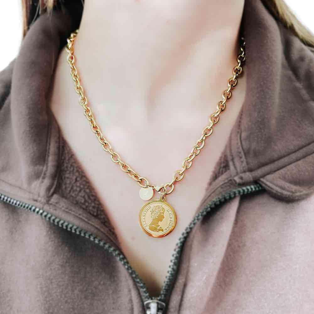Elegant Elizabeth Coin Chain Necklace *WATERPROOF*