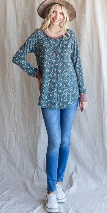 Hunter Green Floral Top