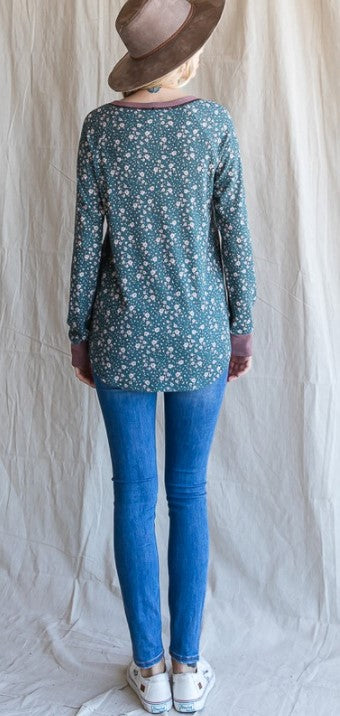Hunter Green Floral Top
